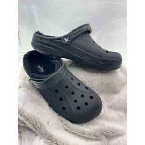 Classic Black Crocs Fuzzy Lined Clogs Womens 10 Mens 12 Comfort Slip-On Shoes